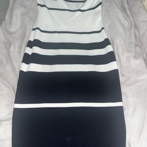 Elegant Black and White Striped Dress